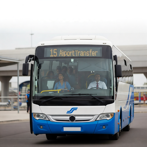 Bus dropping people in airport