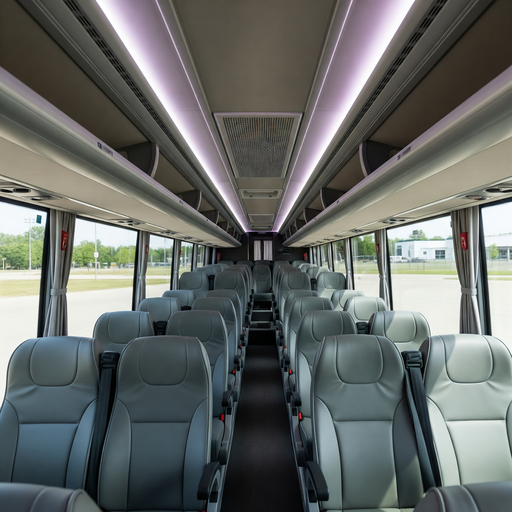 Interior of a charter bus